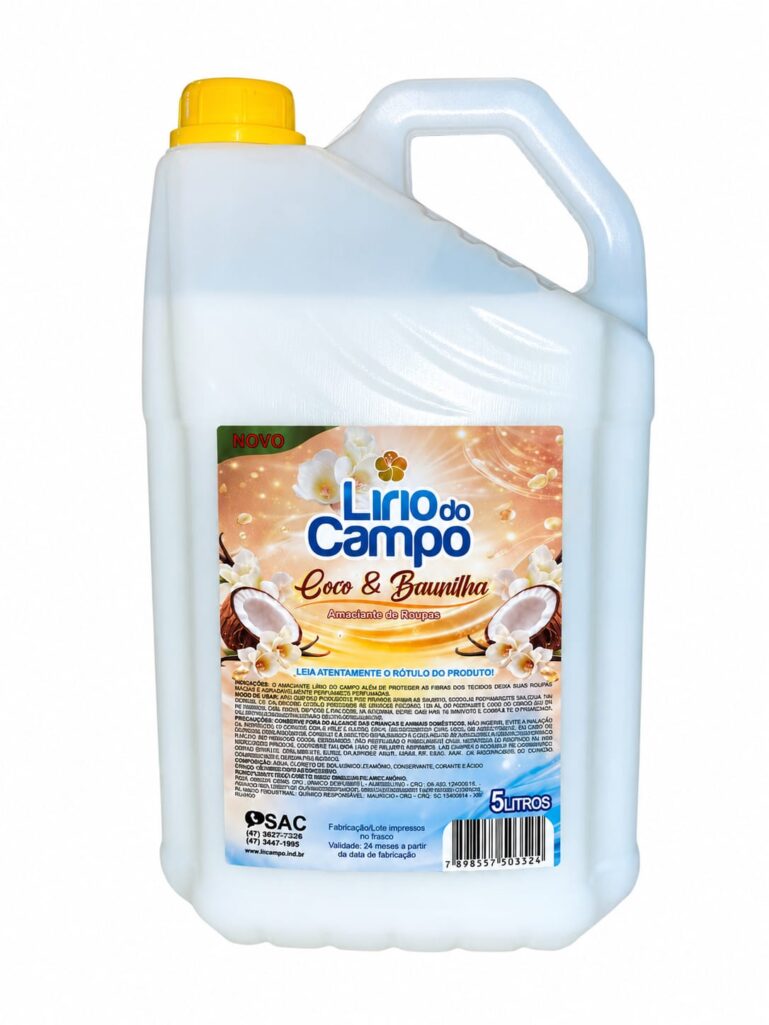 AMACIANTE DE ROUPAS - 5 LITROS AROMA COCO COM BAUNILHA ( BRANCO)